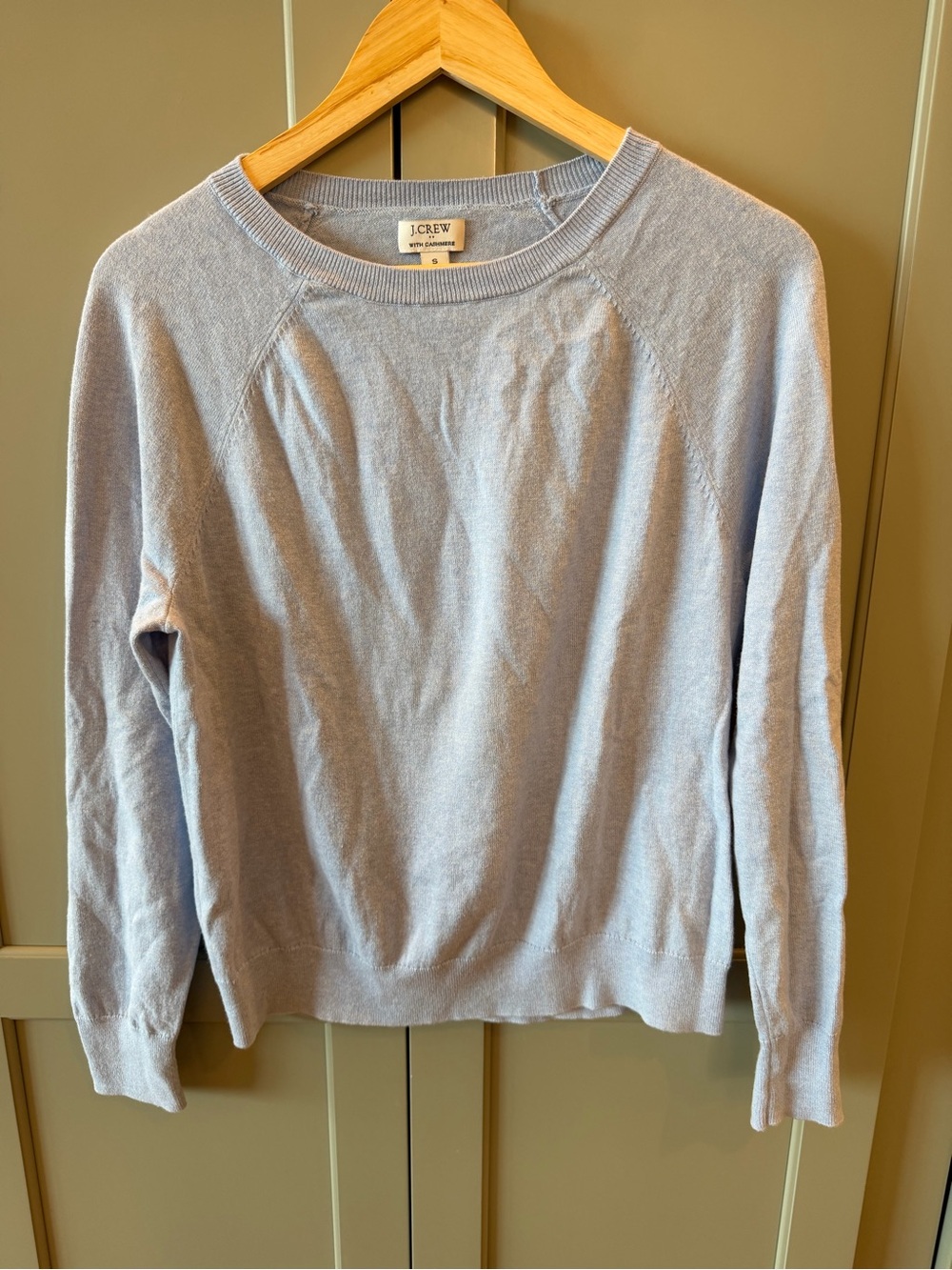 Crew With Cashmere Light Blue Crewneck Sweater Size S
